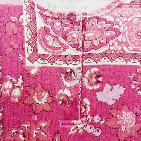 T-Shirt Size L Pink Patchwork Bandana Boho Bloomcore Whimsycore Romantic Resort - Picture 4 of 12